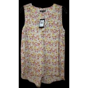 Womens Adrianna Papell Foral‎ Sleeveless Tank Blouse SIZE MEDIUM NWT